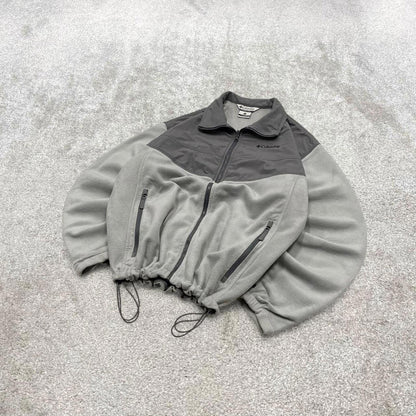 00s Columbia technical fleece XLT men's grey full zip up y2k style autumn adjustable waist