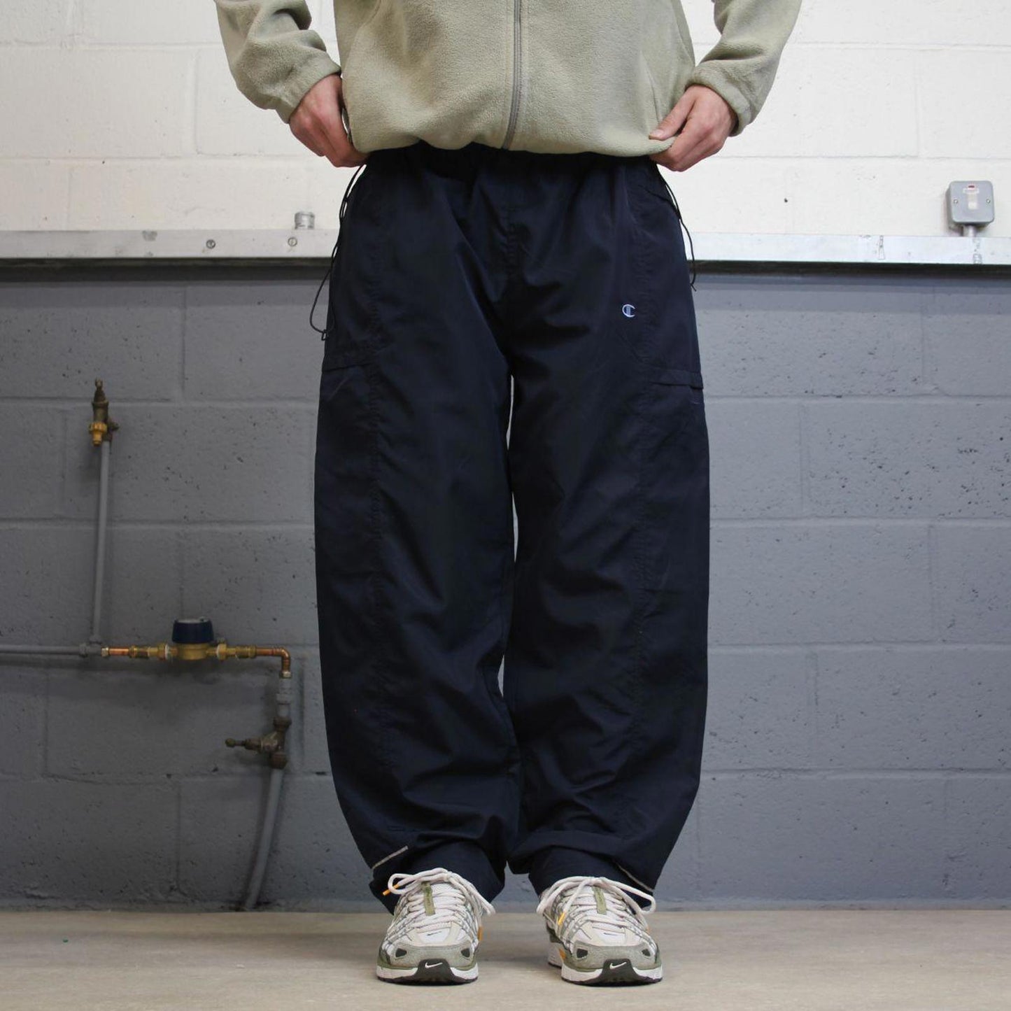 Vintage y2k baggy Champion tracksuit bottoms navy Loose unlined embroidered track pants