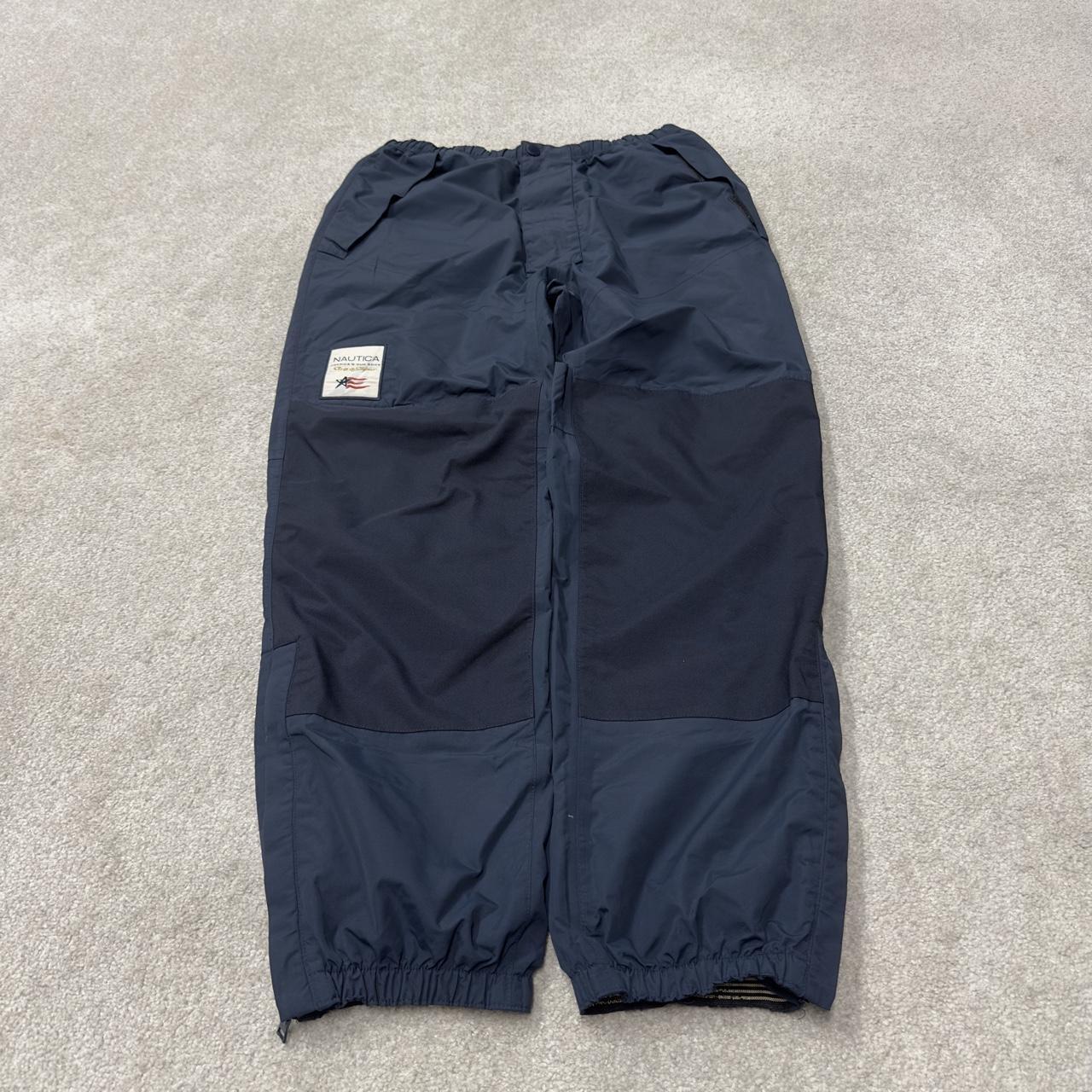 Nautica windbreaker tracksuit trousers y2k M navy Americas cup 2003 fleece lined track pants