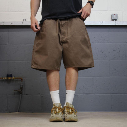 Baggy canvas cargo shorts carpenter brown Schmidt skater style work shorts summer