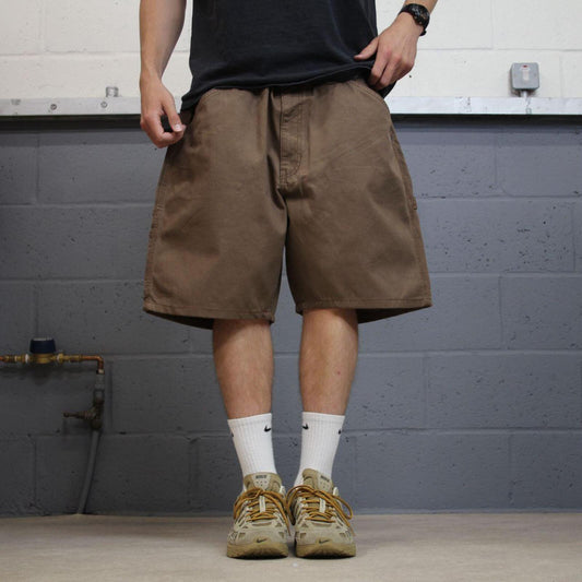 Baggy canvas cargo shorts carpenter brown Schmidt skater style work shorts summer