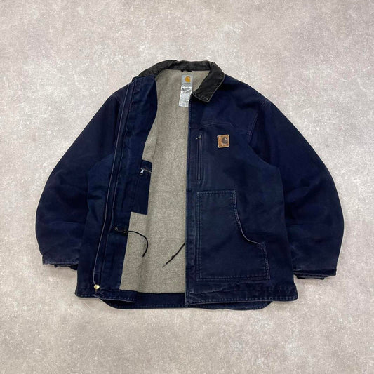 Vintage navy Carhartt Ridge jacket XL sherpa lined canvas over coat