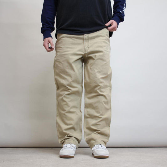 Tan Carhartt carpenter trousers W40L30 loose relaxed skater pants patch logo