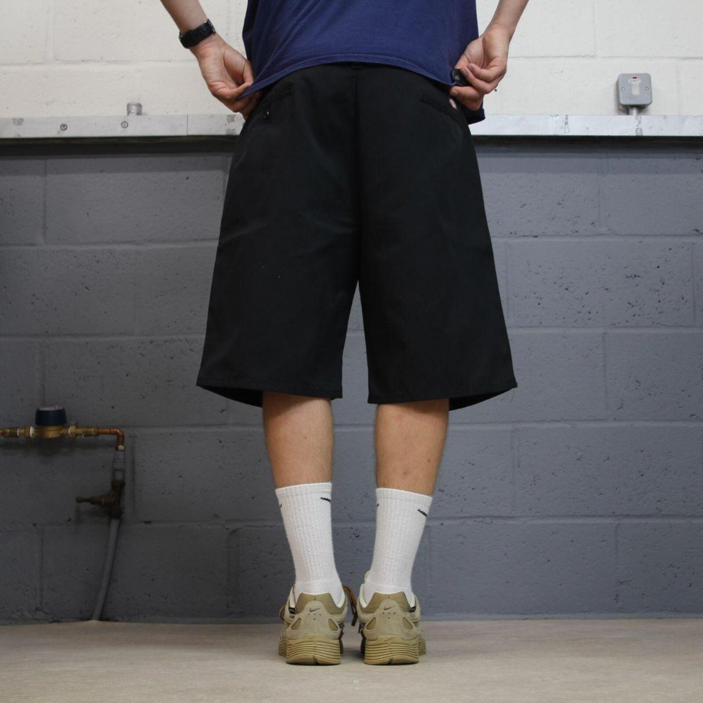 Dickies chino shorts carpenter black Chino style skater shorts long loose leg festival