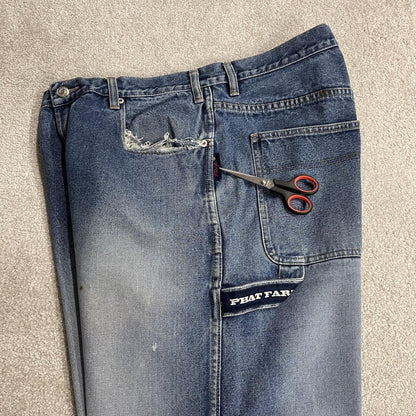 Y2K Phat Farm baggy carpenter jeans W36L31 blue denim Thick heavy denim skater style work pants