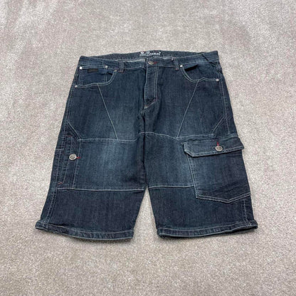 Y2k cargo shorts skater style blue Denim loose leg utility summer festival jorts
