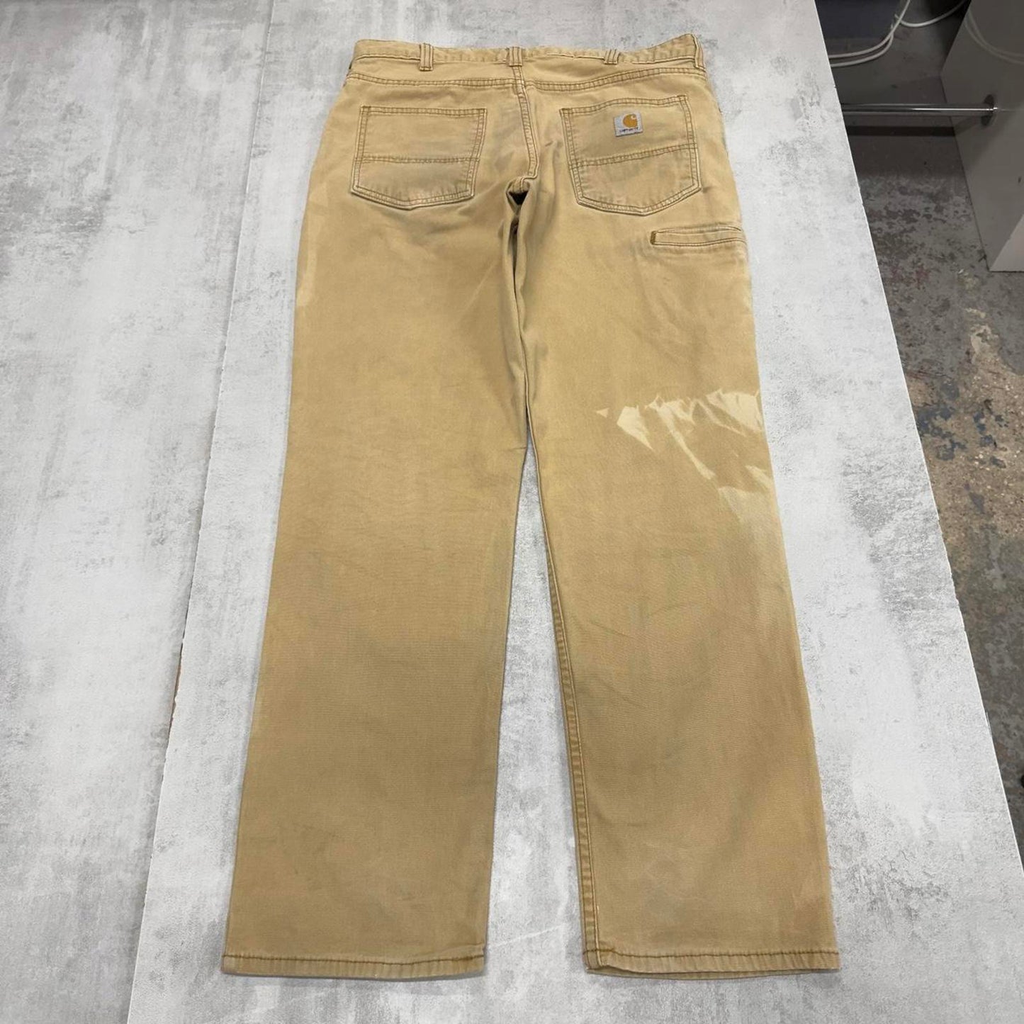 Mens Carhartt carpenter pants W36 L32 tan relaxed 90s style cargos