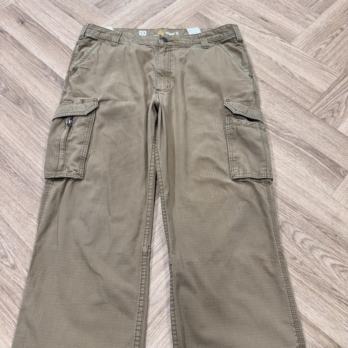 Carhartt cargo jeans y2k relaxed fit tan brown Loose utility workwear skate cargo trousers