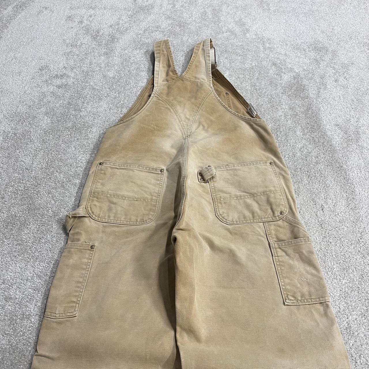 Carhartt canvas dungarees y2k tan overalls Loose festival / skate wear bib & brace utility workwear