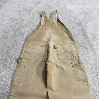 Carhartt canvas dungarees y2k tan overalls Loose festival / skate wear bib & brace utility workwear