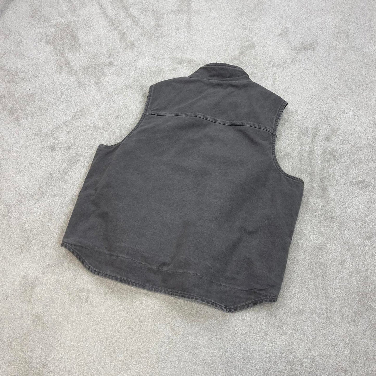 Grey vintage Carhartt Gilet XL thick canvas sherpa lined body warmer