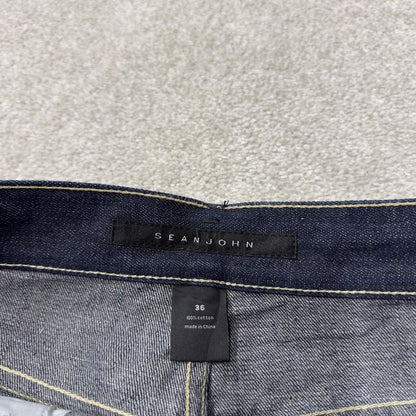 Y2K Sean John baggy jeans wide leg blue denim embroidered stitch design nice quality denim