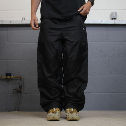 FILA baggy tracksuit bottoms y2k black Loose lined embroidered drawstring track pants