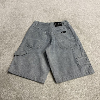 Y2K baggy denim shorts light blue carpenter denim skate surf style cargo shorts Sean John patches