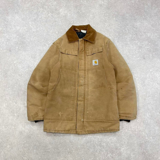 Vintage Carhartt arctic jacket Small tan canvas 90s style worker jacket