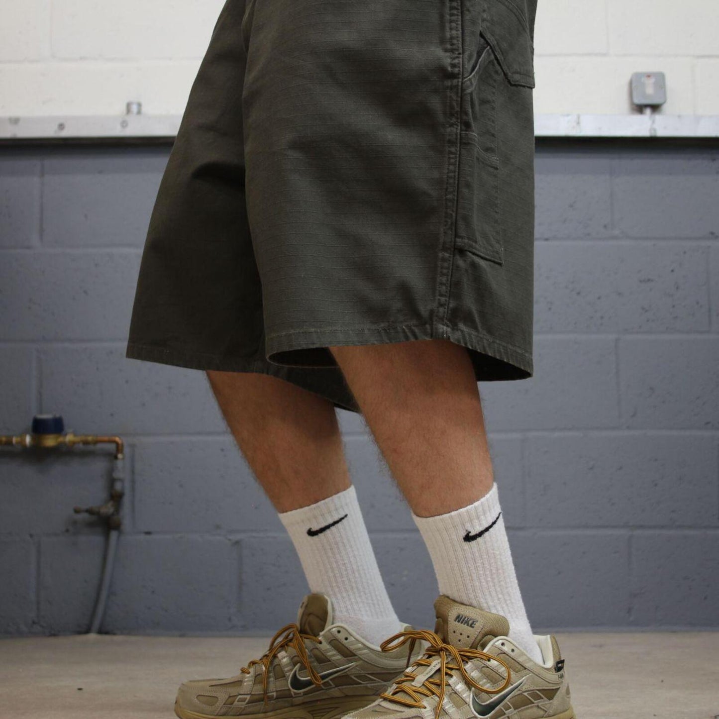 Baggy carpenter shorts canvas cargo green Big Smith skater style surf jorts