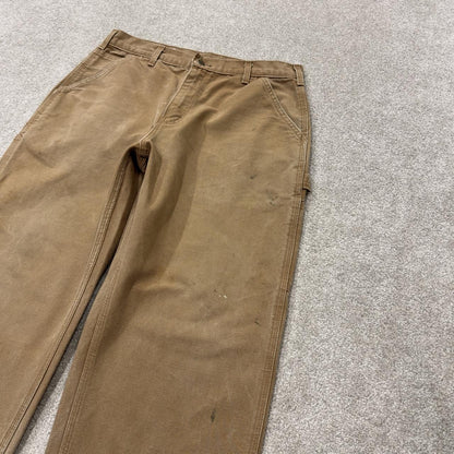 Vintage baggy Carhartt carpenter pants y2k tan brown Loose leg 100% cotton skater style workwear