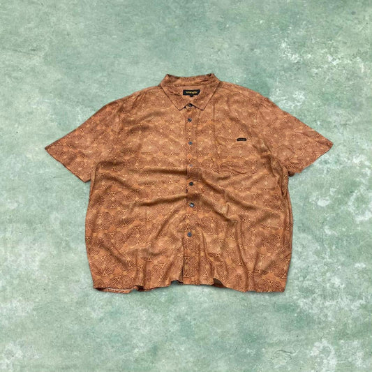 Y2K Wrangler funky pattern short sleeve shirt orange Floaty festival button down shirt