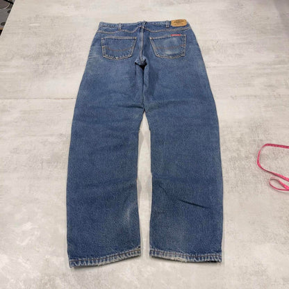 Dickies jeans W34L34 loose blue denim 90s style skater jeans flannel lined