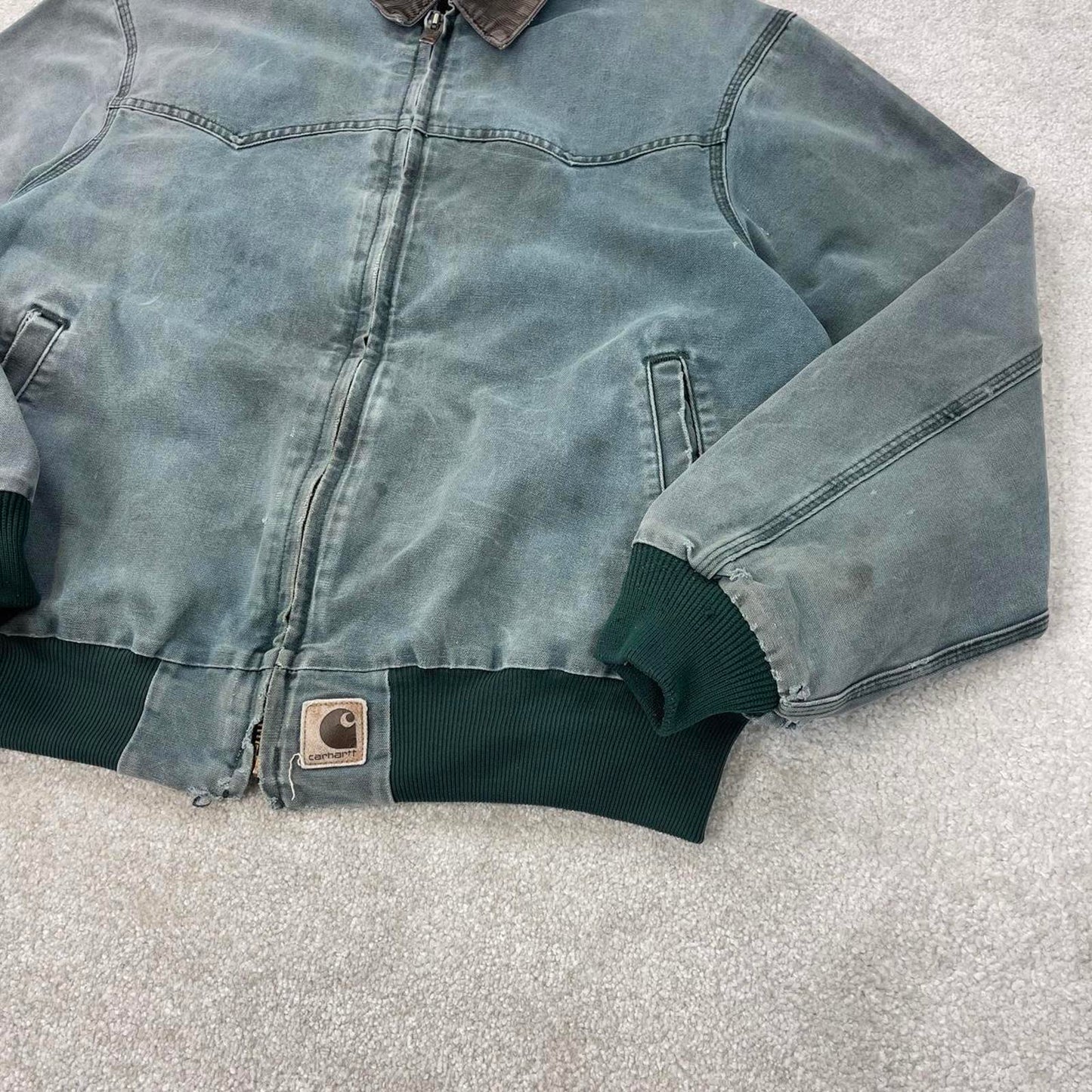 Vintage turquoise Carhartt Santa Fe bomber jacket XL Detroit cropped