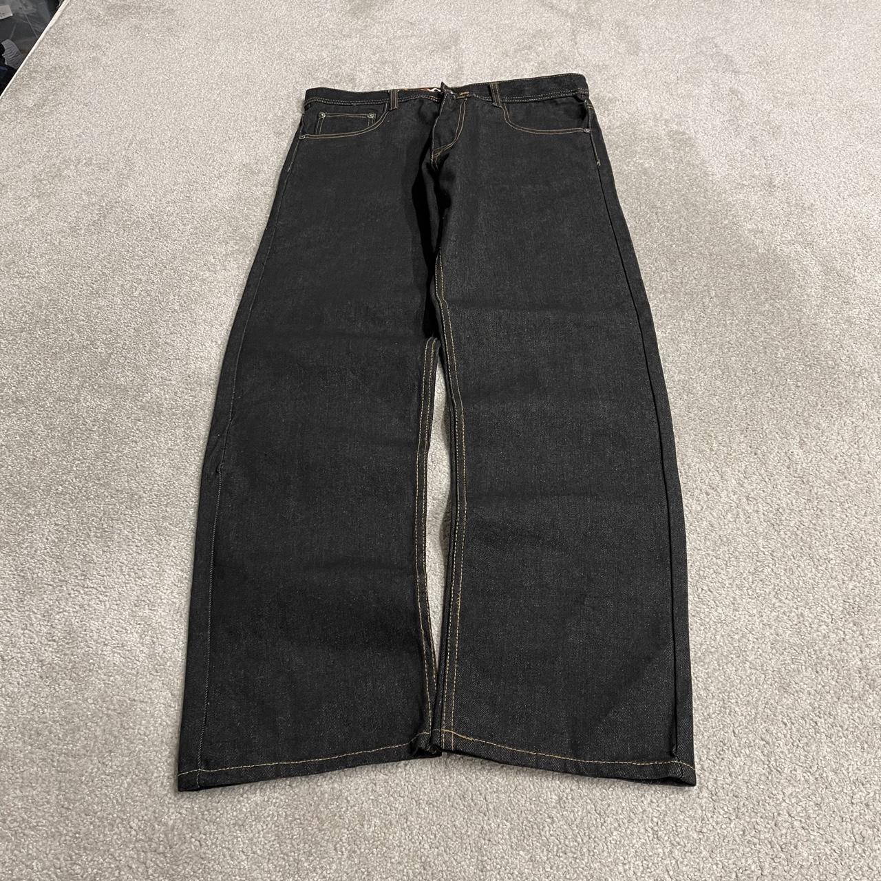 Black Akademiks jeans y2k loose thick denim W36L34 Loose fit surf style pants, embroidered