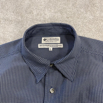Columbia checkered short sleeve shirt boxy navy Surf style check shirt technical safari summer