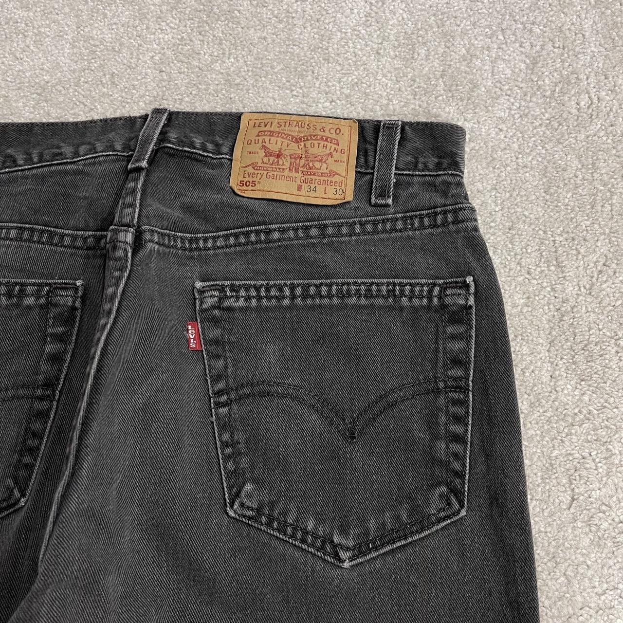 Levi's 505 straight fit jeans y2k faded black Regular straight leg denim pants red tab logo