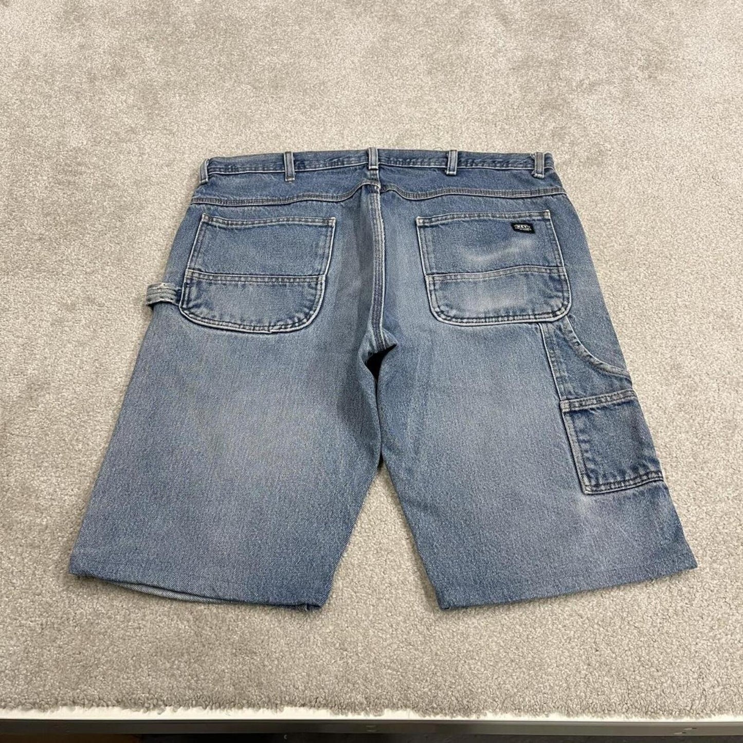 Y2K denim cargo shorts carpenter blue Key skater style summer cargo jorts