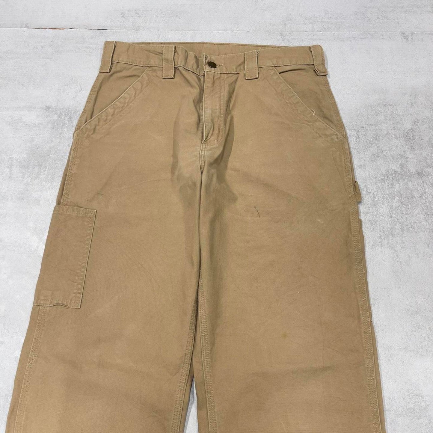 Vintage baggy Carhartt carpenter pants W32L30 tan 90s style loose leg skater cargos