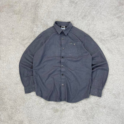 Grey checkered Columbia technical shirt Small men's long sleeve button up autumn y2k style