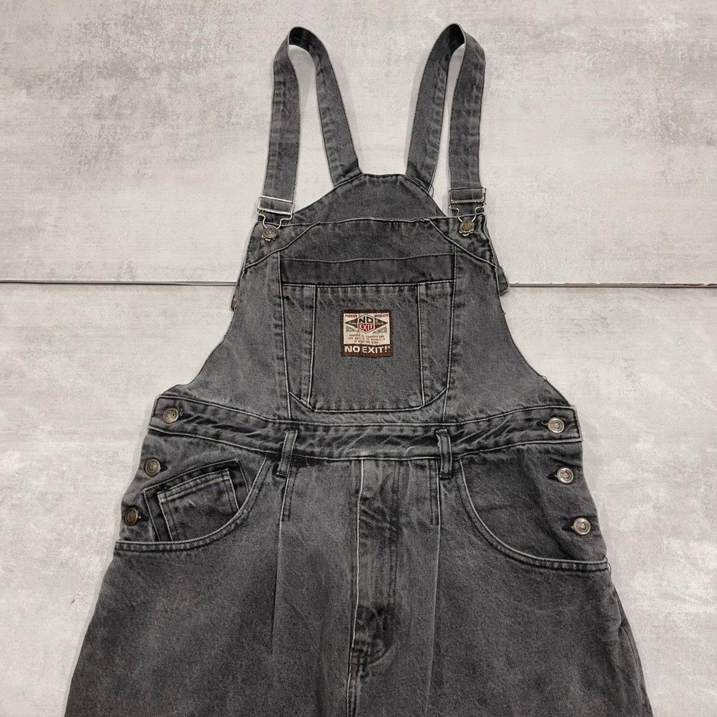 Vintage baggy No Exit dungarees W32L32 black mens denim overalls
