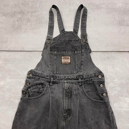 Vintage baggy No Exit dungarees W32L32 black mens denim overalls