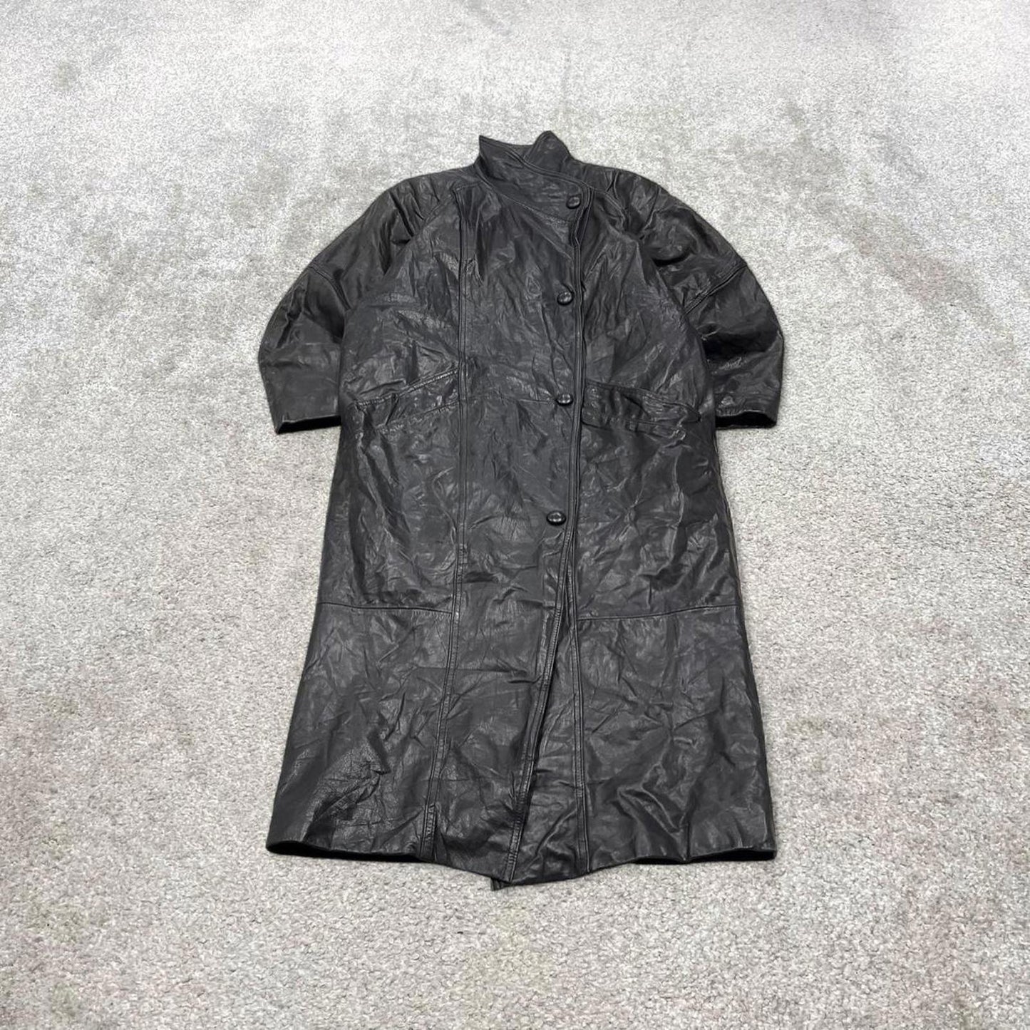 Vintage long genuine leather trench coat black Wilsons full length Thinsulate jacket Korean made