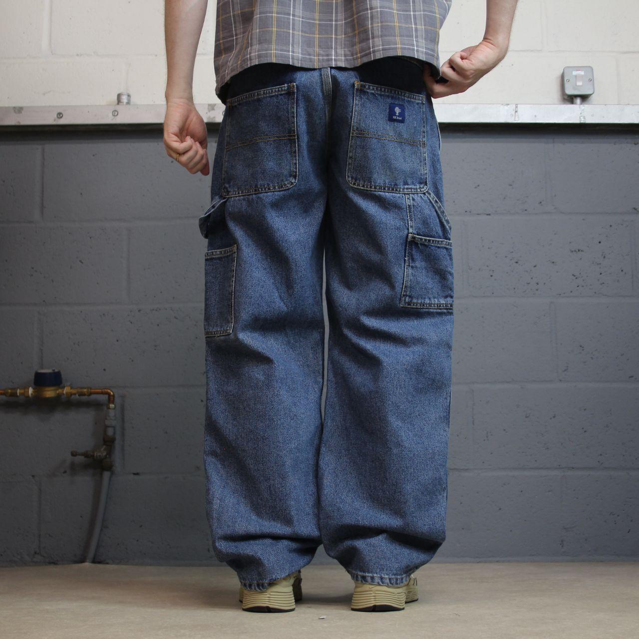 RK Brand baggy carpenter jeans y2k wide leg W34L30 blue Loose skater style work cargos