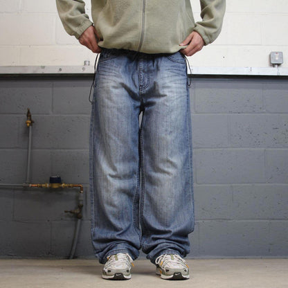 Y2K baggy Ecko Unltd jeans embroidered blue Loose fit wide leg denim skater style pants