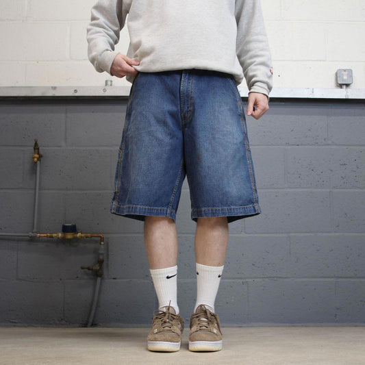 Vintage Y2k baggy Levi’s carpenter shorts skater style blue Wide leg denim summer festival jorts