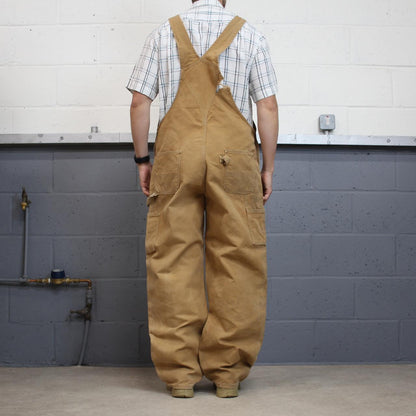 Vintage Carhartt dungarees tan brown overalls Unlined bib & brace utility workwear
