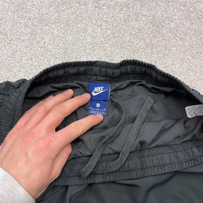 Y2k Nike tracksuit bottoms charcoal grey Loose mesh lined embroidered track pants