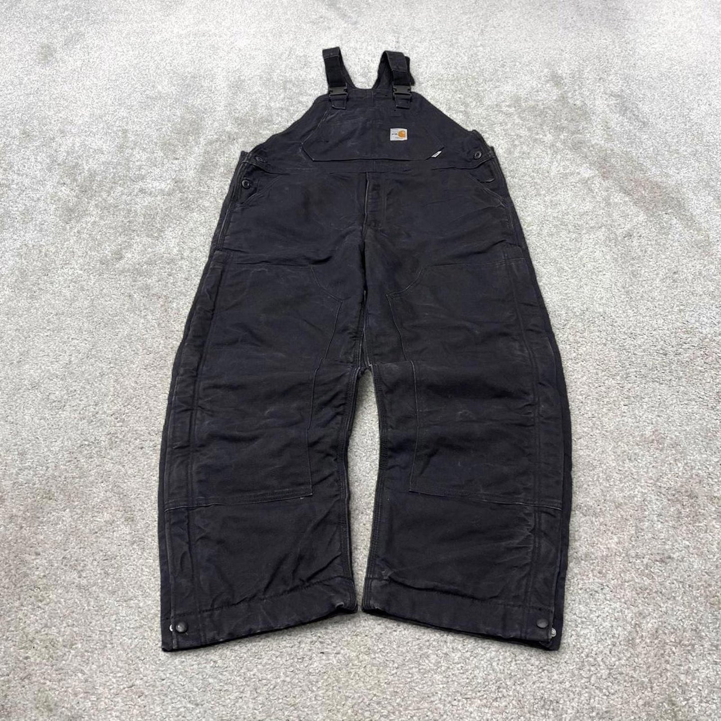 Black Carhartt FR dungarees W36L30 mens quilt lined canvas overalls utility worker