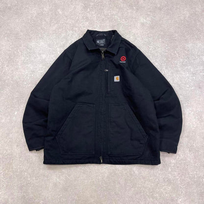 Carhartt jacket L black loose thick worker chore coat sherpa lined