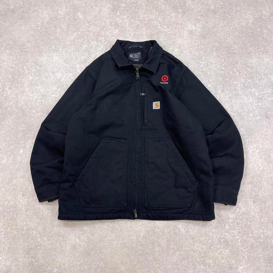 Carhartt jacket L black loose thick worker chore coat sherpa lined