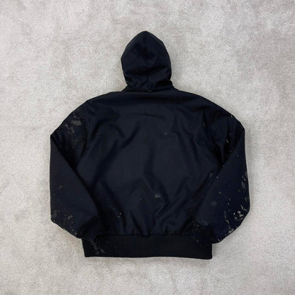 Vintage Black Carhartt active jacket Medium quilt lined hooded skater style jacket