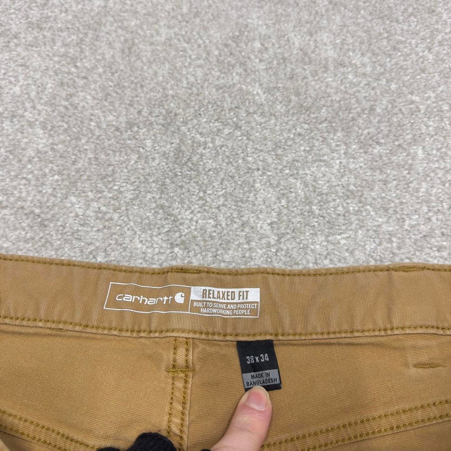 90s vintage Carhartt carpenter pants W38L32 Mens beige relaxed y2k style canvasy cargos trousers
