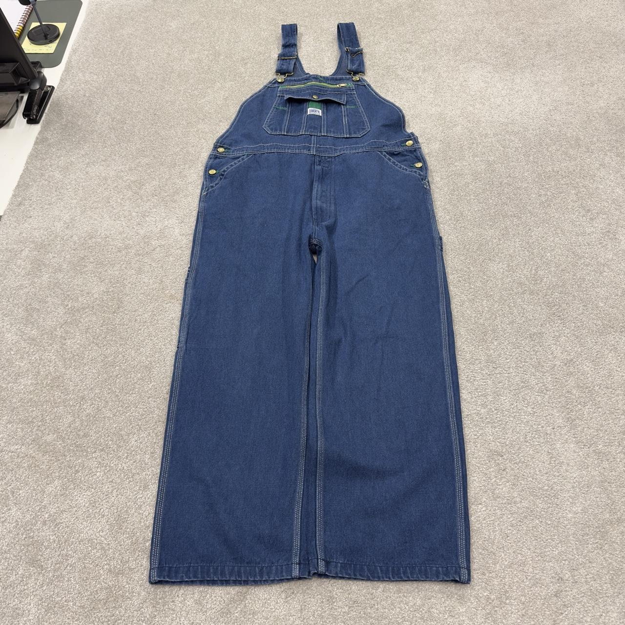 Vintage liberty dungarees 00s denim overalls blue loose leg festival skater wear