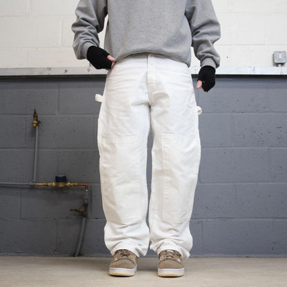 90s Dickies double knee carpenter pants white painters cargos W34L32 00s skater style workwear