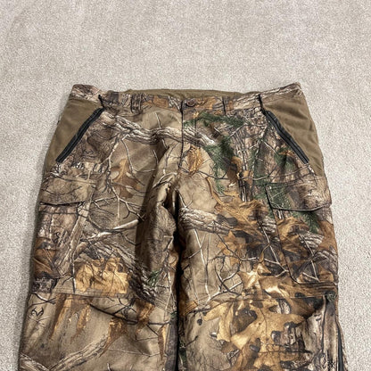 Cabela’s Realtree camo cargo pants XXL brown insulated utility hunting trousers