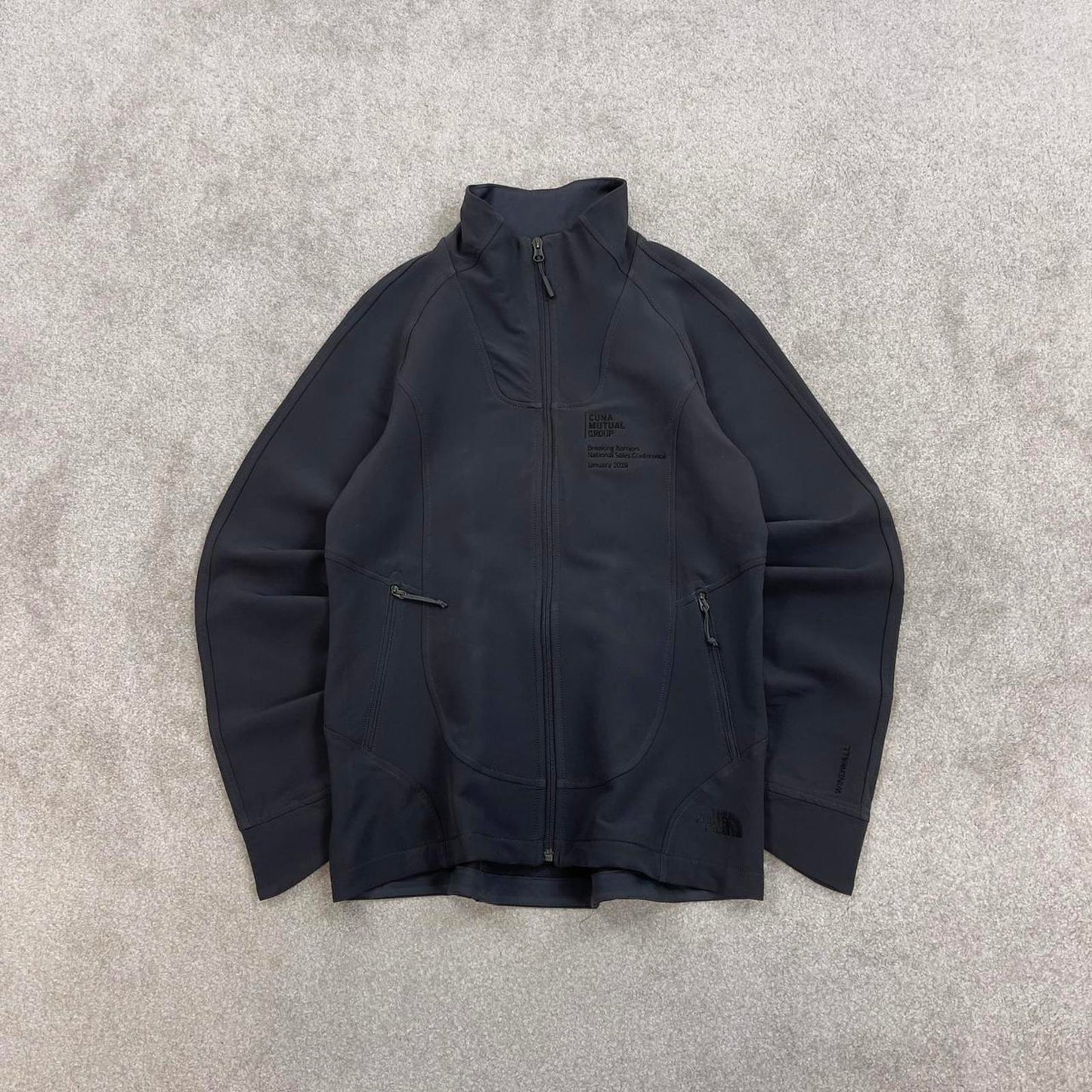 North Face technical jacket M women's black grey TNF Windwall y2k style autumn windbreaker