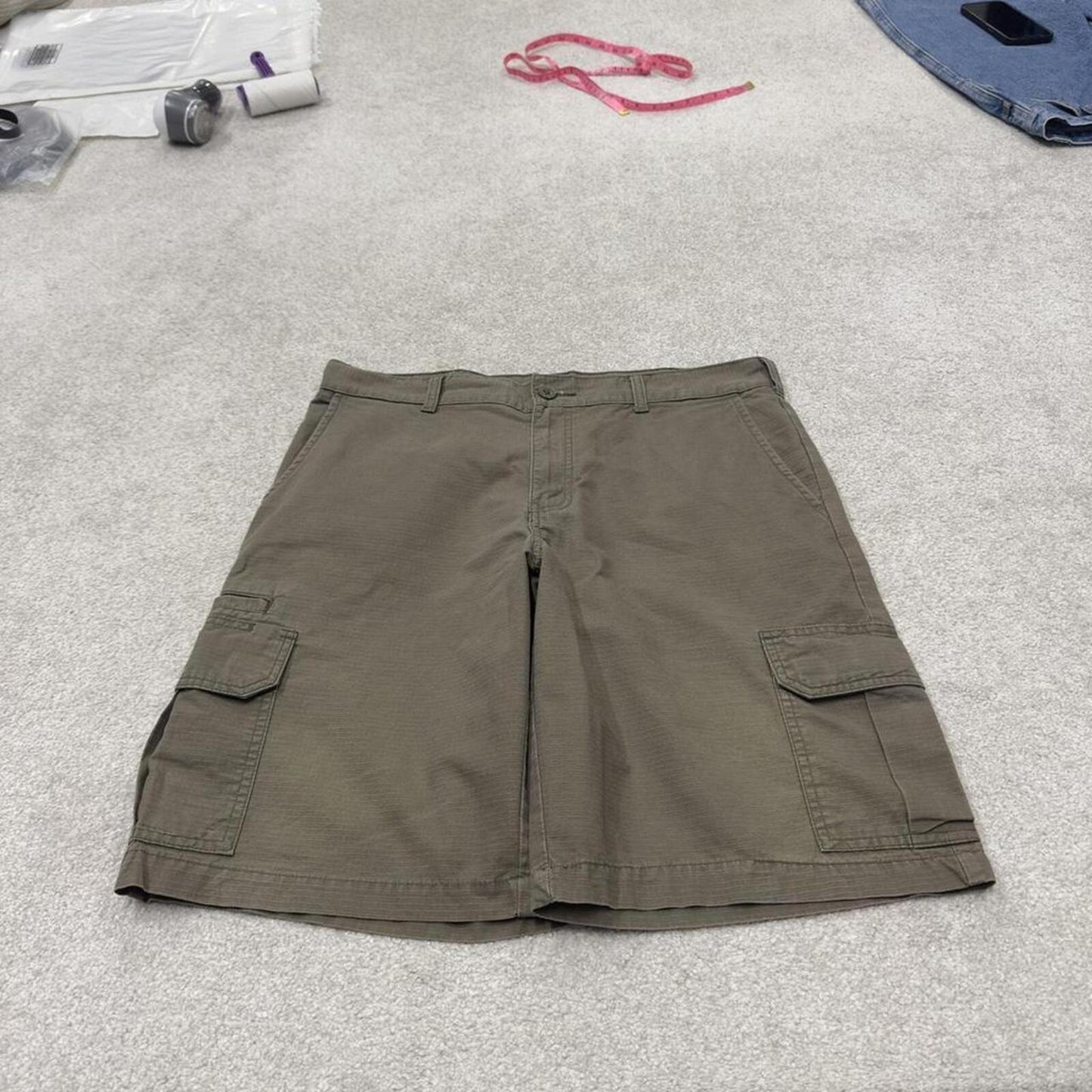 Dickies loose cargo shorts faded green Chino style skater shorts loose leg festival