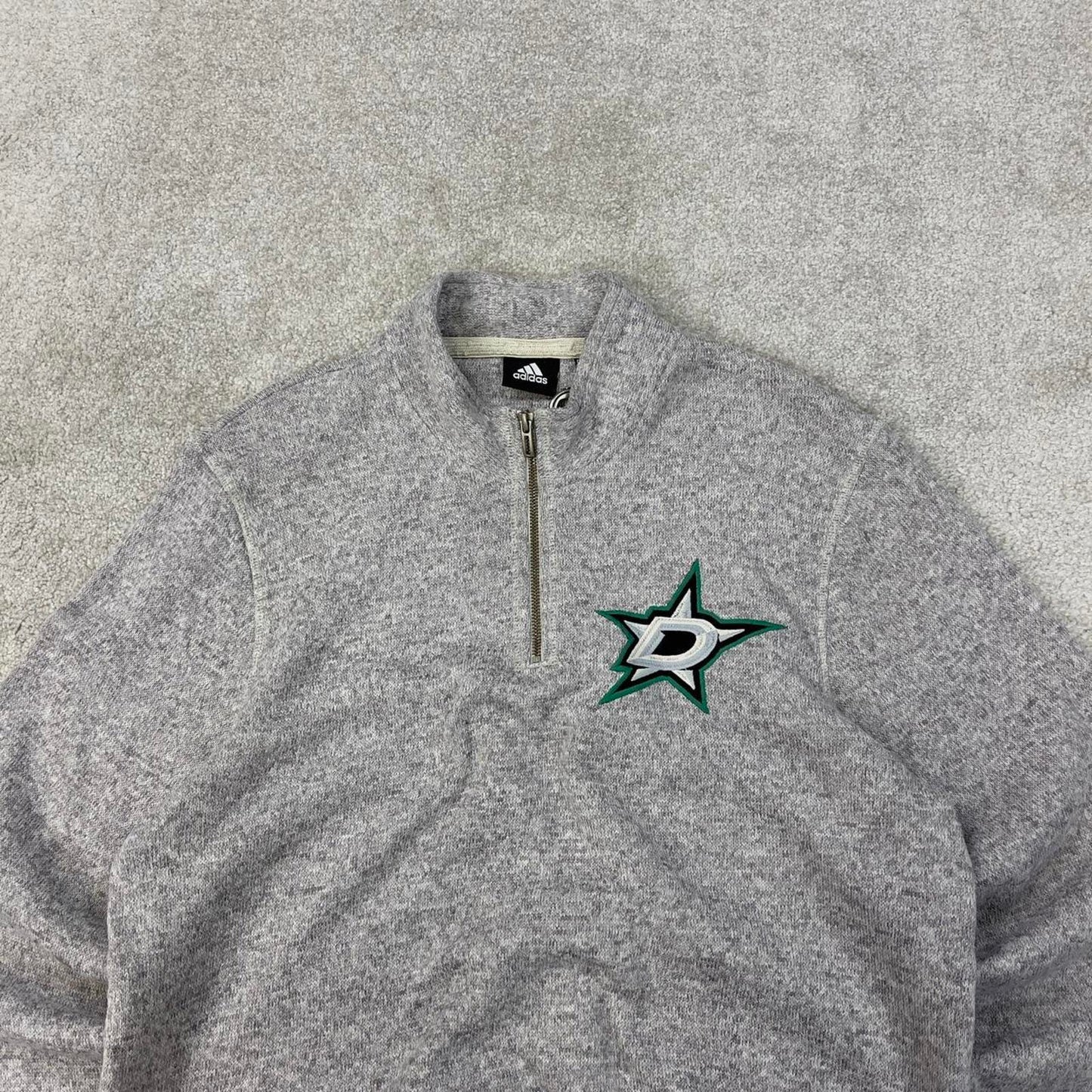 Y2K Adidas NHL fleece Large grey knit style pullover 1/4 zip embroidered logo