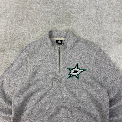 Y2K Adidas NHL fleece Large grey knit style pullover 1/4 zip embroidered logo